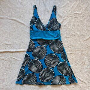 Patagonia Women's Margot Leaf Print Blue Organic Cotton Sleeveless Dress Size M